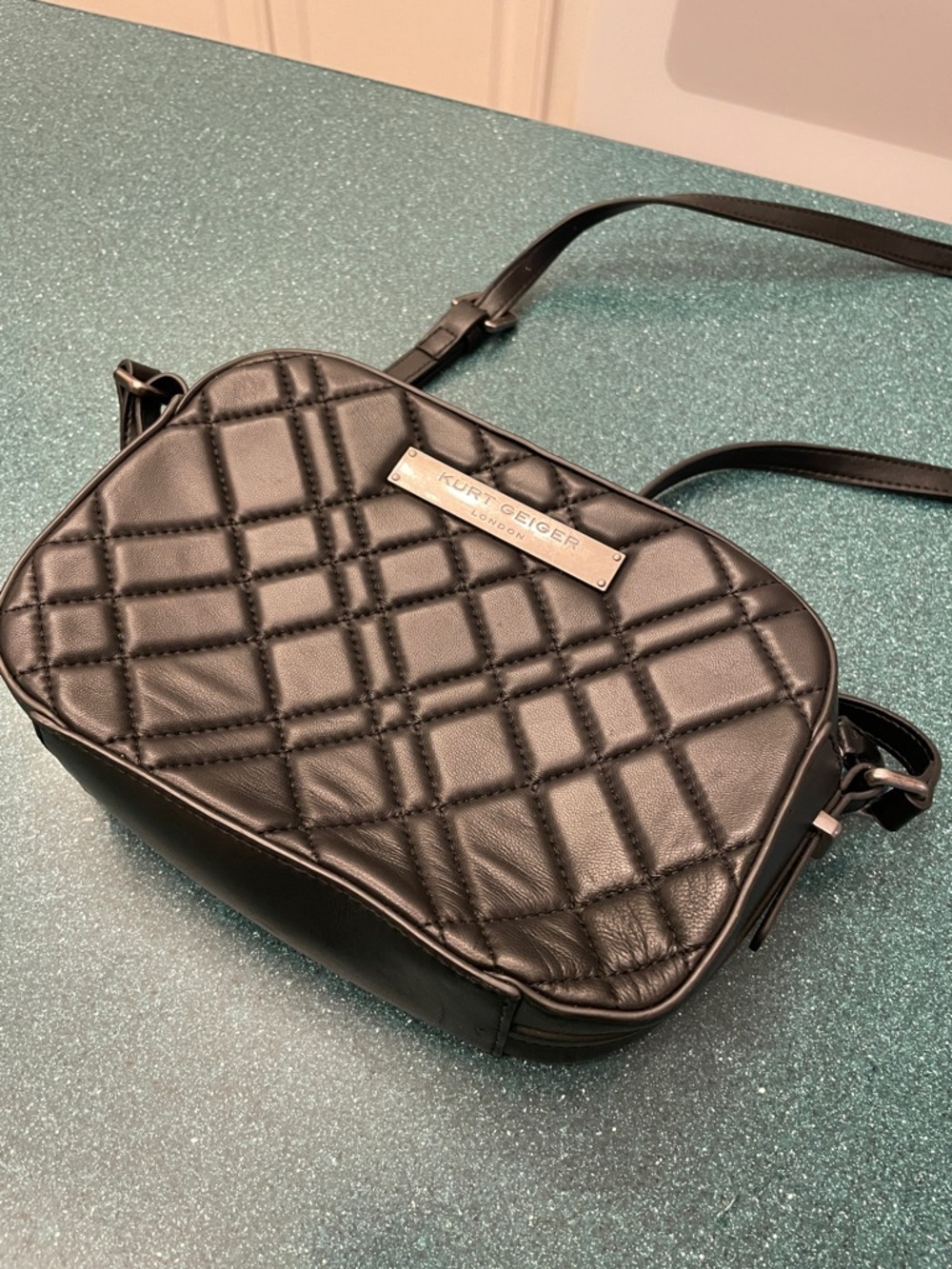 Kurt Geiger Black Quilted Crossbody Bag with Logo Plaque - Picture 6 of 6